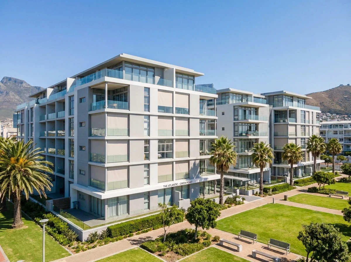 Modern low-rise apartment block in Green Point, Cape Town, near the promenade parkland